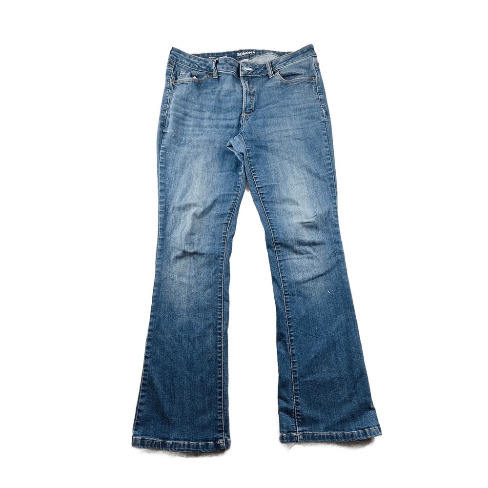 Sonoma Jeans Women 14R Blue Bootcut Stretch Mid-Rise Denim Workwear Western